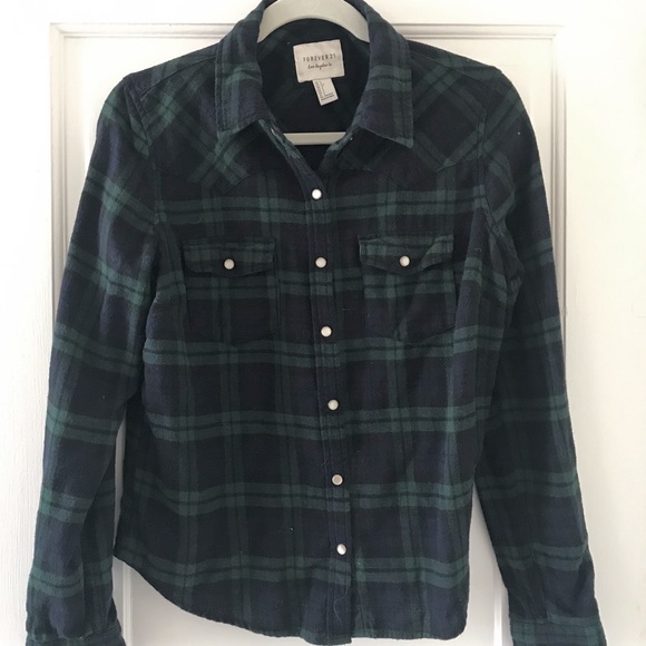 Forever 21 Tops - Forever 21 green flannel
